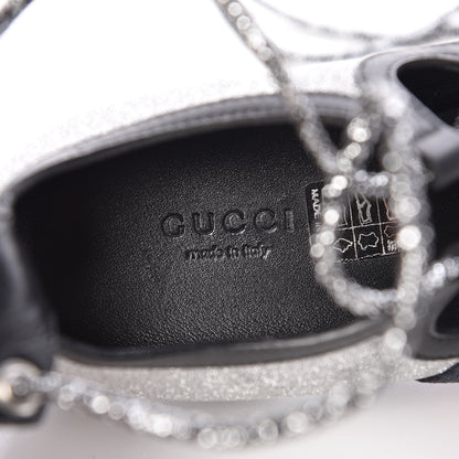 Gucci Nappa Sparkle Studded Web Lace Up Titan Sneakers 37.5 Argento 7 of 10