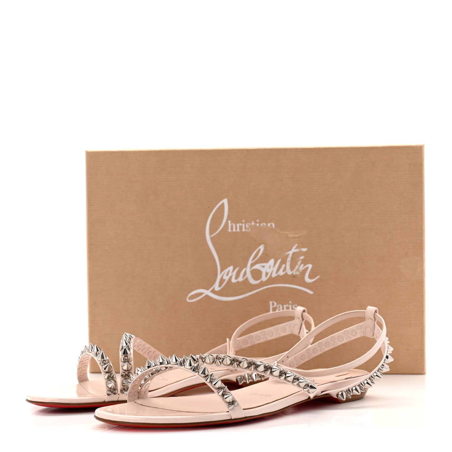 Patent Spike Mafaldina Flat Sandals 39 Leche