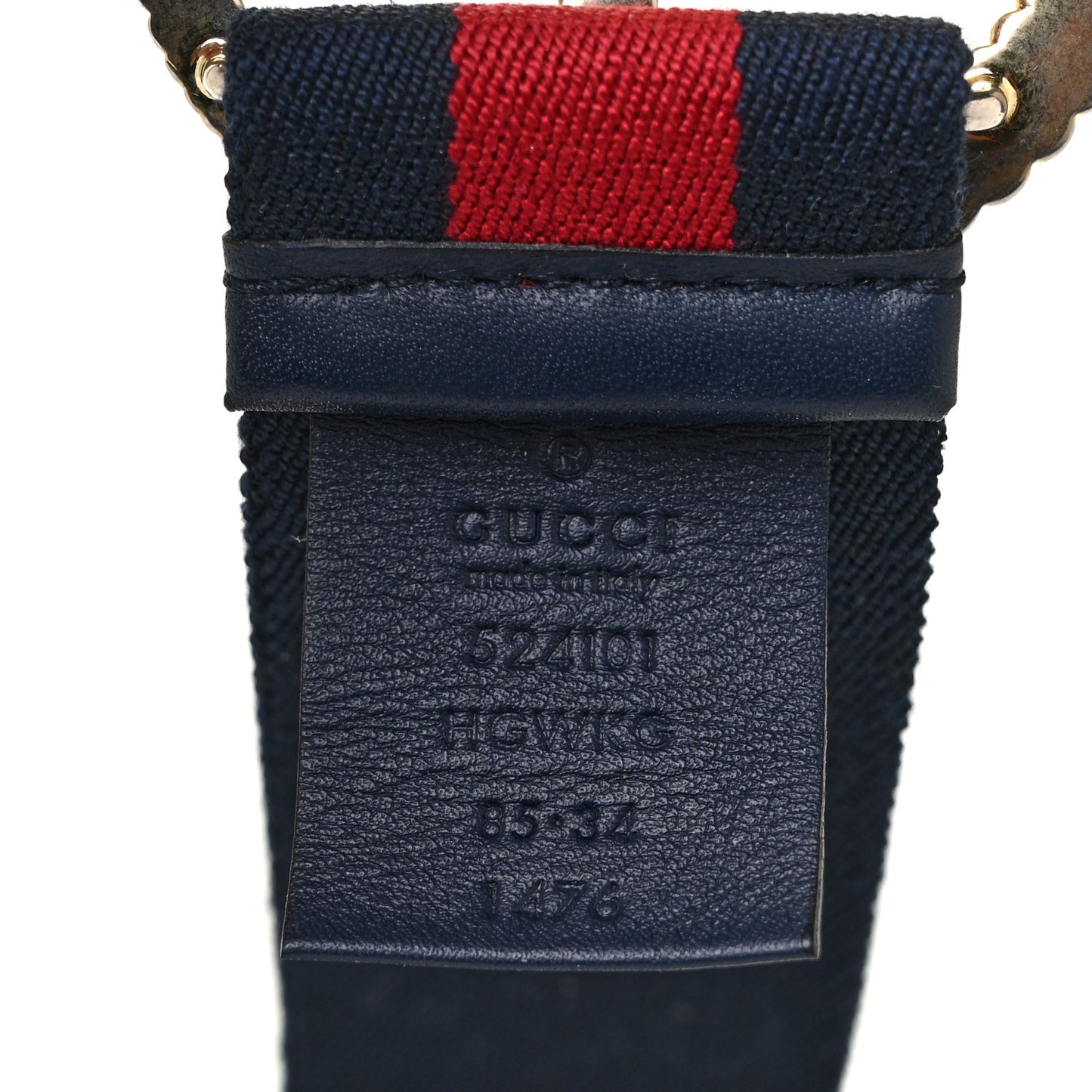 Canvas Torchon Double G Web Belt 85 34 Navy Red