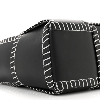 Bottega Veneta Nappa Maxi Intrecciato Overlock Stitched Small Arco Tote Black Silver 9 of 10
