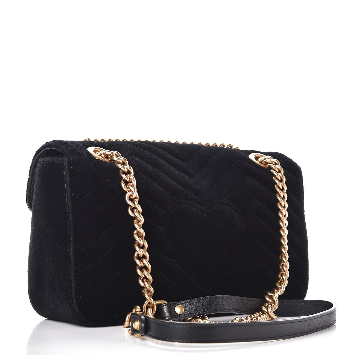 Velvet Matelasse Marquise Crystals Embroidered Small GG Marmont Shoulder Bag Black
