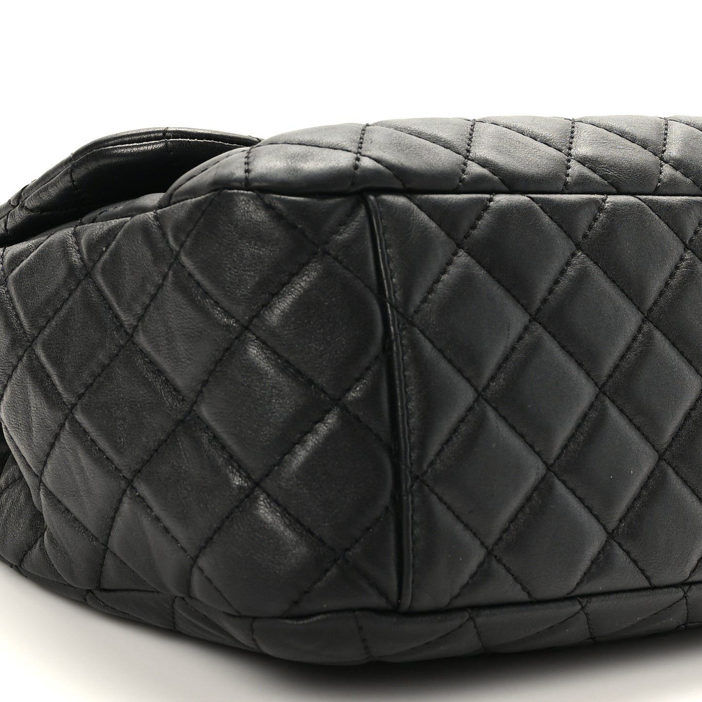 Calfskin Quilted Small XXL Travel Flap Bag Black