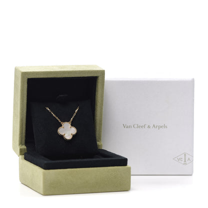 Van Cleef & Arpels 18K Yellow Gold Mother of Pearl Vintage Alhambra Pendant Necklace 8 of 8