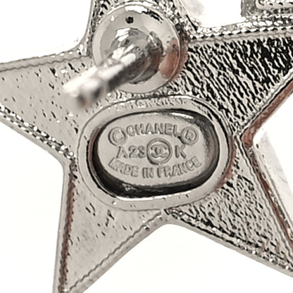Chanel Enamel Crystal CC Starfall Earrings Silver Black 4 of 4