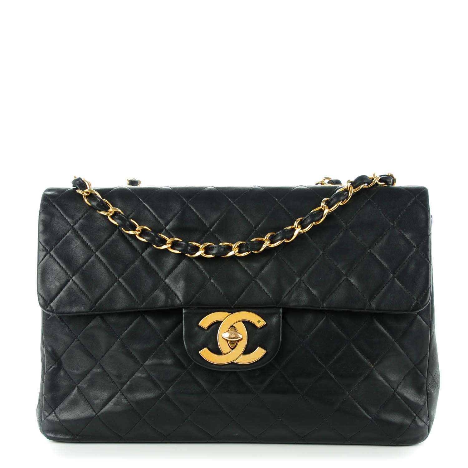 Chanel Lambskin Quilted XL Jumbo Single Flap Black 1 of 9