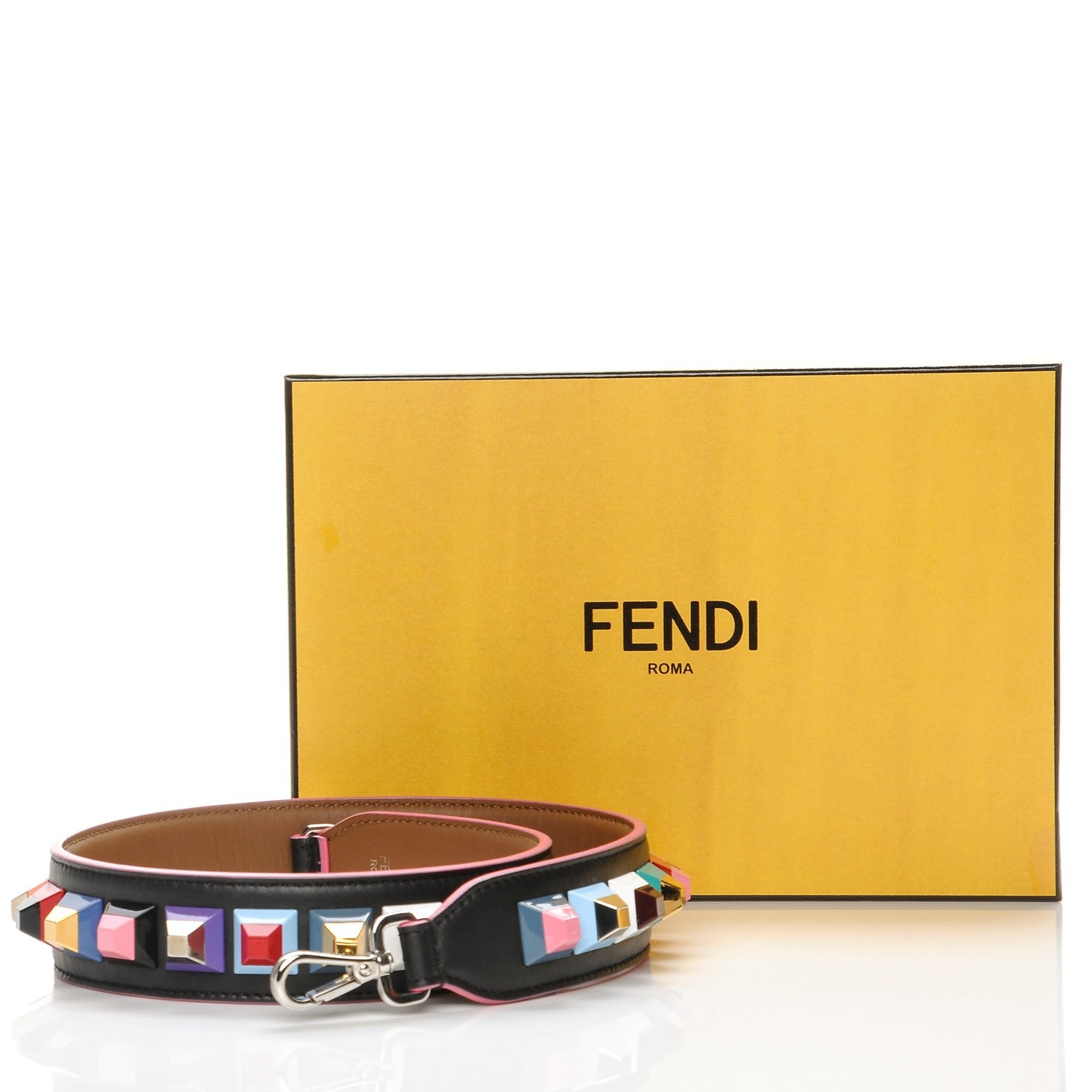 Fendi Vitello Dolce Plexiglass Bi-Color Studded Strap You Black Brownie Multicolor 5 of 5