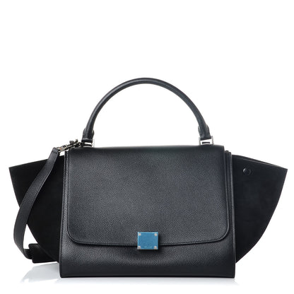 Celine Drummed Calfskin Suede Medium Trapeze Black 1 of 6