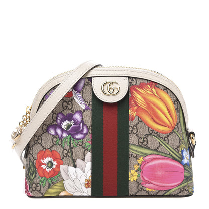 Gucci GG Supreme Monogram Flora Web GG Small Ophidia Dome Shoulder Bag White 1 of 12