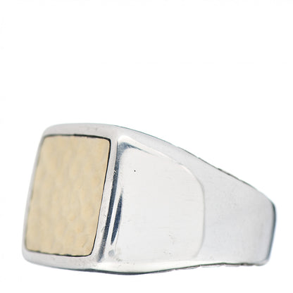 John Hardy Sterling Silver 18K Yellow Gold Hammered Signet Ring 62 10 3 of 5