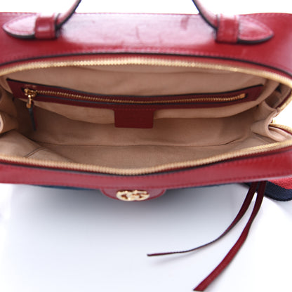 Gucci Suede Calfskin Web Small Ophidia Top Handle Shoulder Bag New Blue Romantic Cherry 4 of 11
