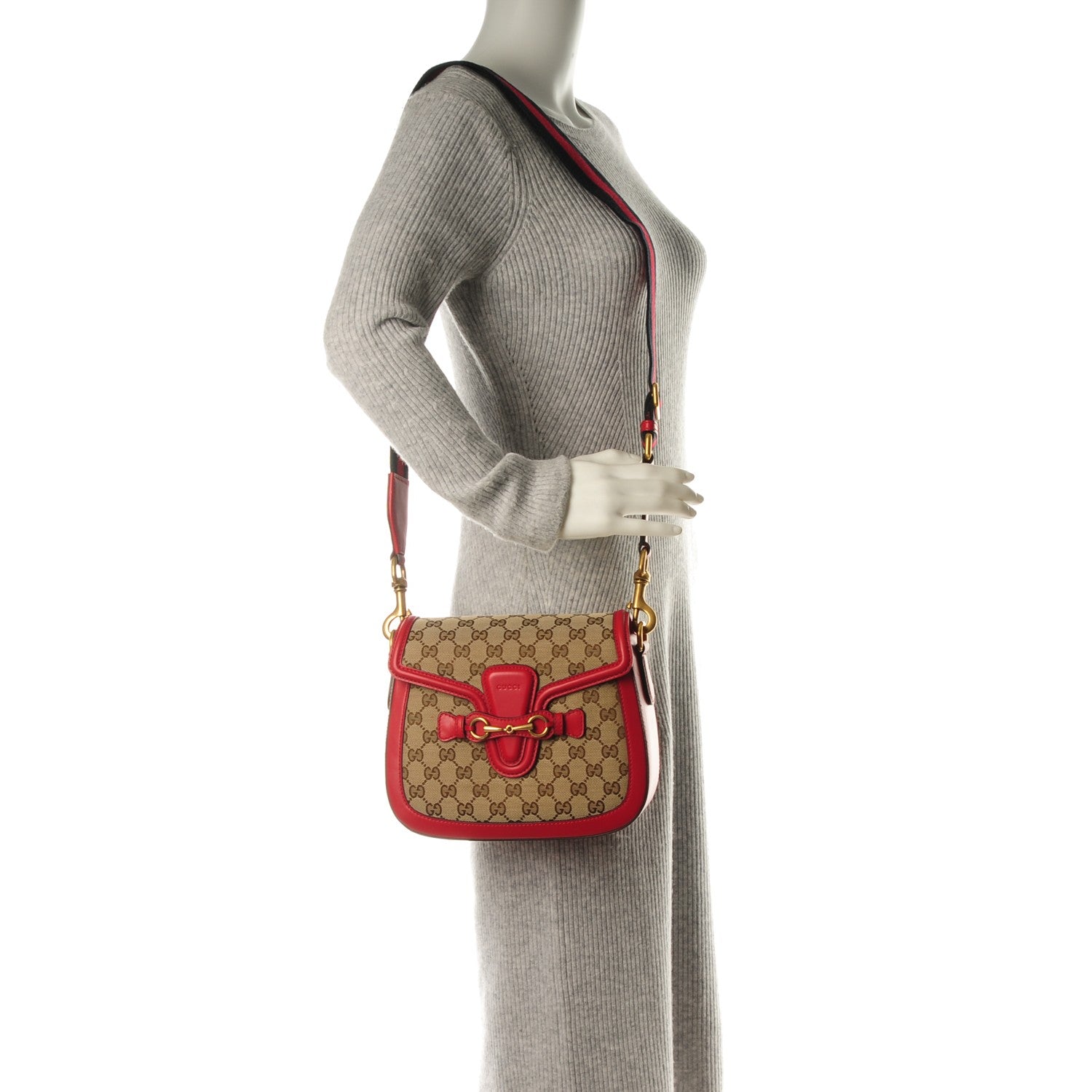 Gucci Monogram Ruinart Calfskin Medium Lady Web Shoulder Bag Beige Ebony Hibiscus Red 2 of 7