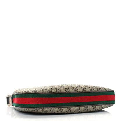 Gucci GG Supreme Monogram Textured Calfskin Web Large Attache Shoulder Bag Beige Ebony New Acero 4 of 9