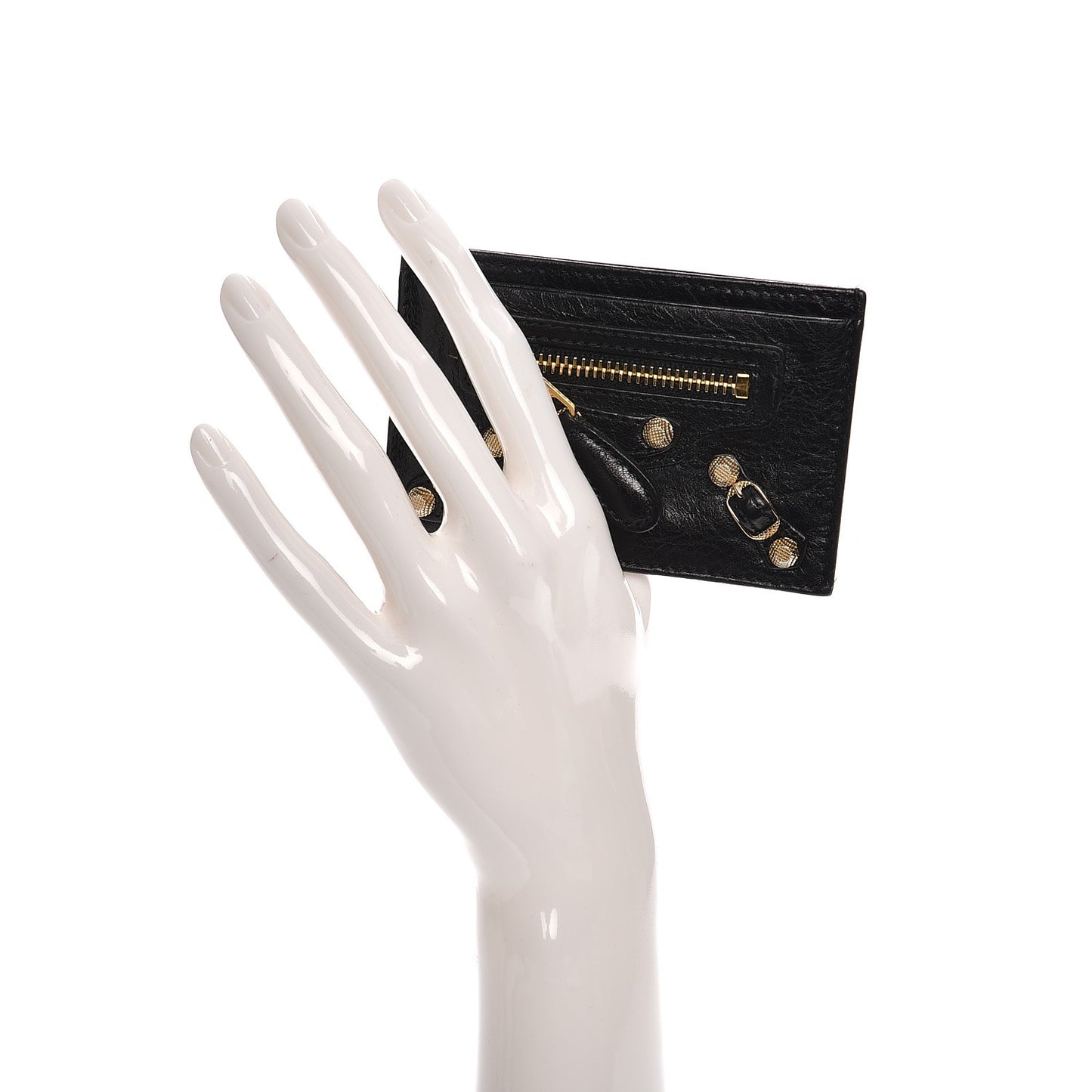 Agneau Giant 12 Gold Hardware Card Case Black