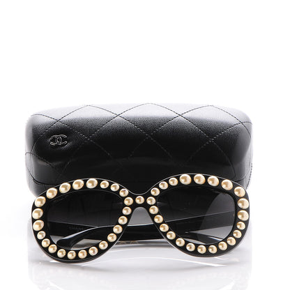 Chanel Pearl Cat Eye Sunglasses Gold Black 8 of 8