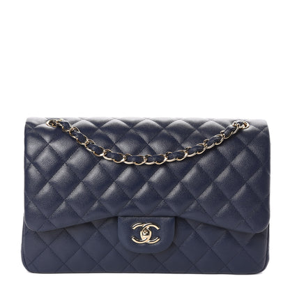 Chanel Caviar Quilted Jumbo Double Flap Navy Blue 1 of 9