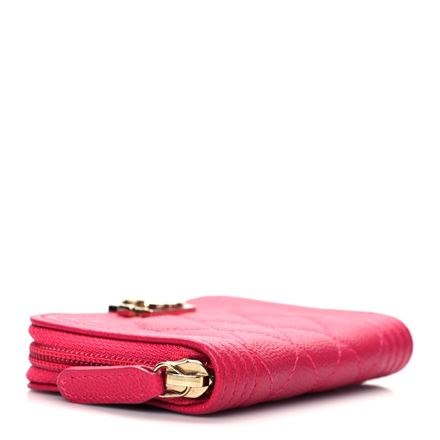 Chanel Caviar Quilted Boy Zip Around Coin Purse Wallet Dark Pink 4 of 9
