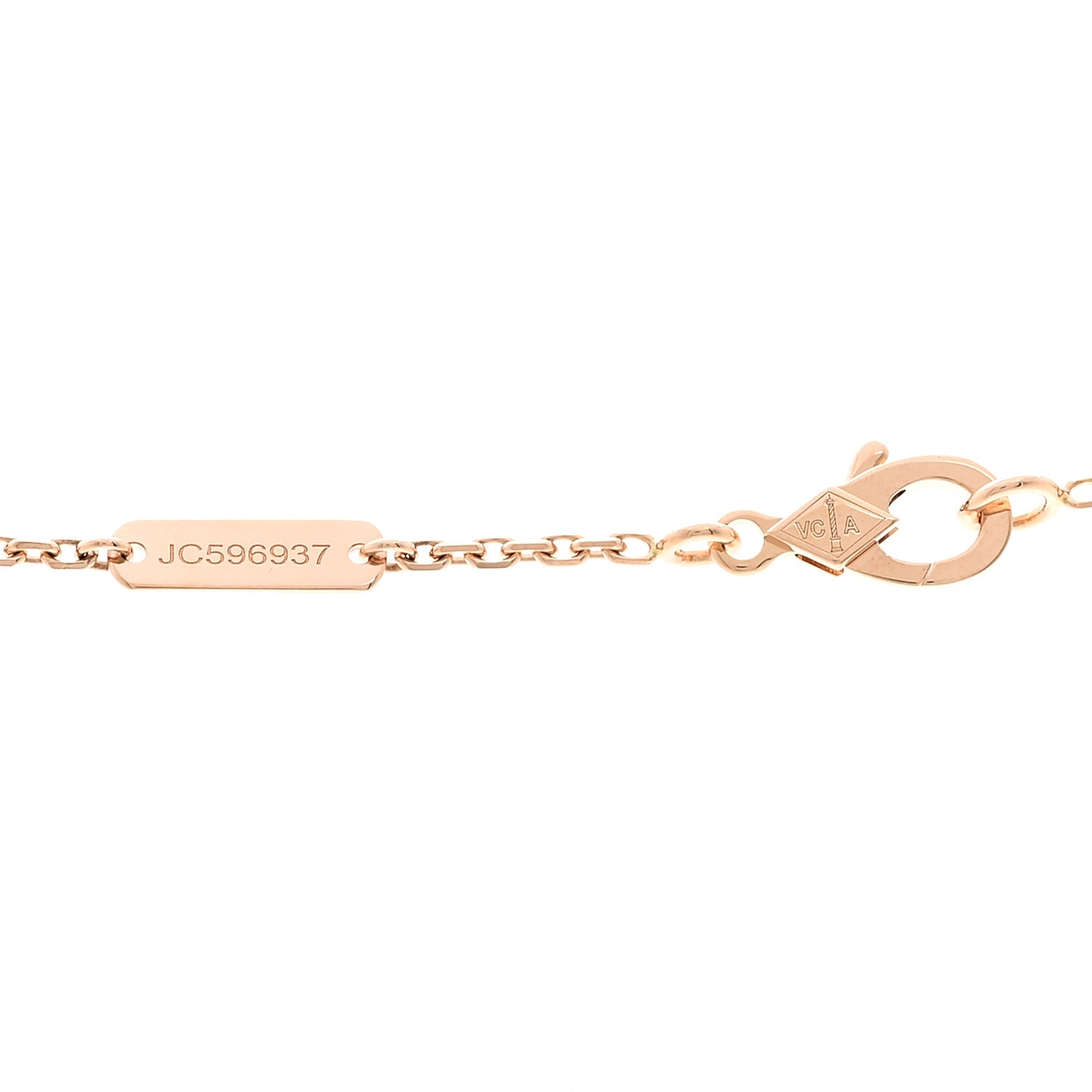 18K Rose Gold Diamond Rhodonite Vintage Alhambra Pendant Necklace
