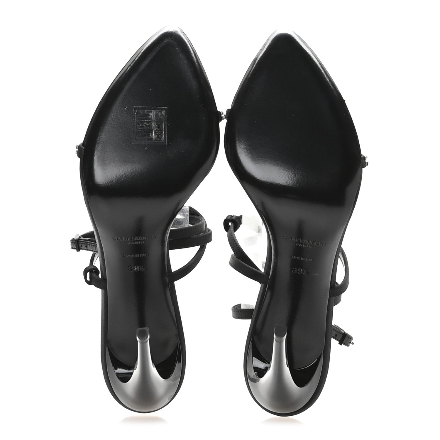 Saint Laurent Crepe Satin Crystal Satine 110 Sandals 38.5 Black 6 of 8