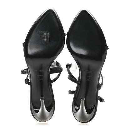 Saint Laurent Crepe Satin Crystal Satine 110 Sandals 38.5 Black 6 of 8
