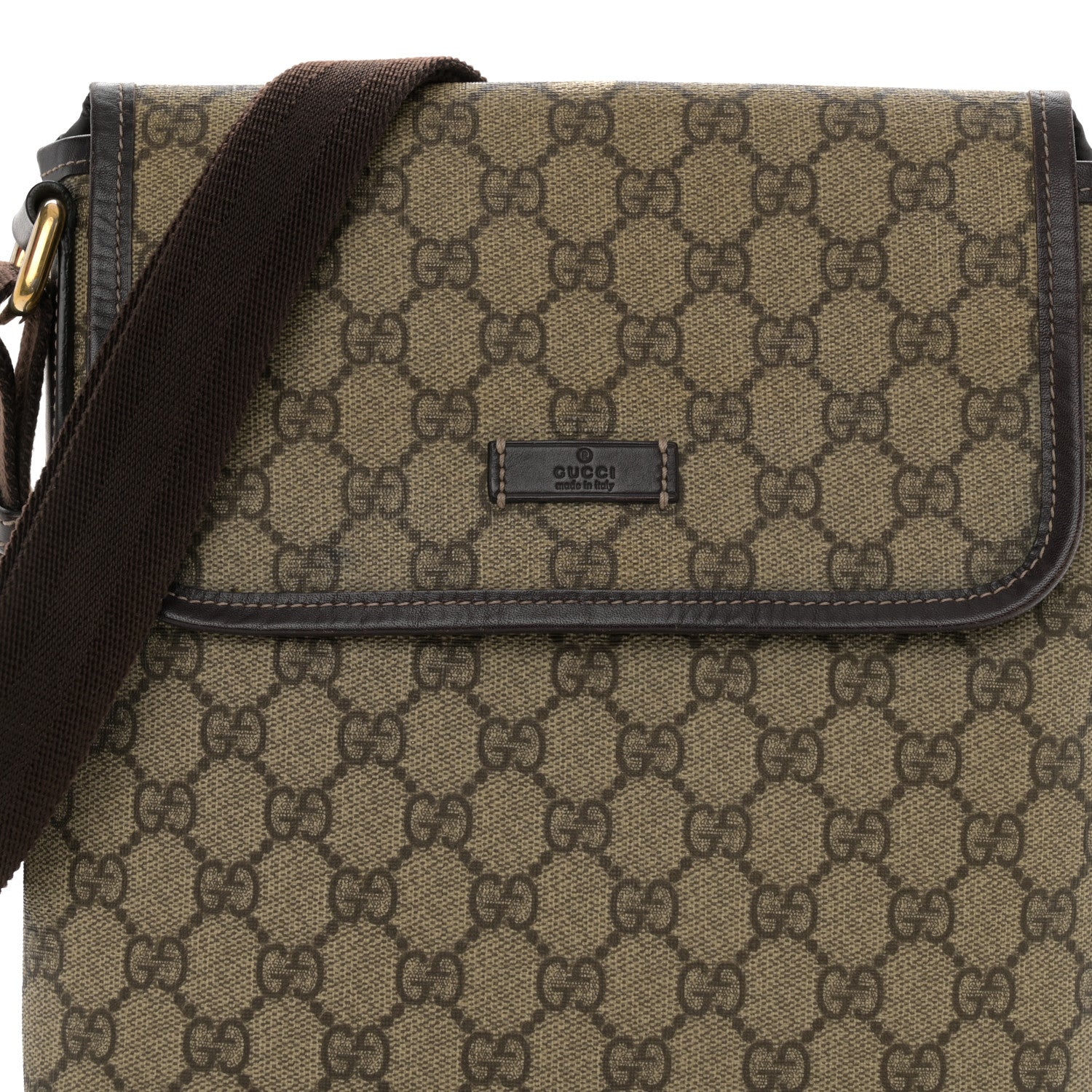 Gucci GG Plus Monogram Small Flap Messenger Bag Beige Dark Brown 6 of 12