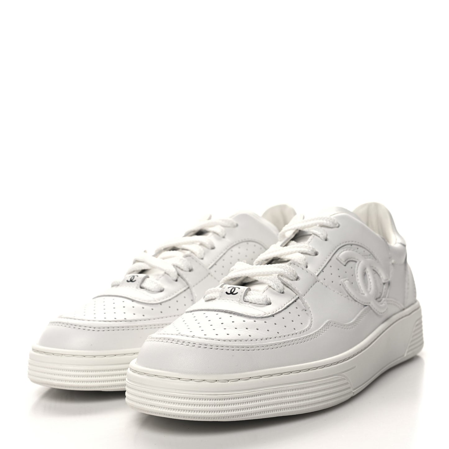 Calfskin CC Womens Sneakers 38 White