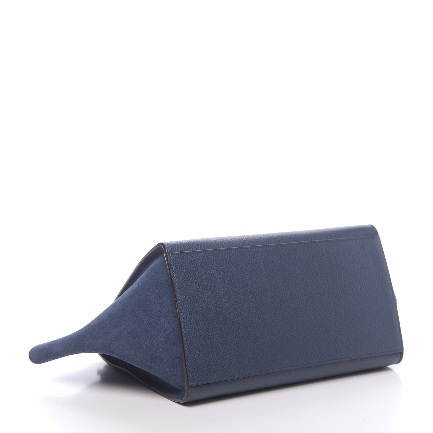 Celine Drummed Calfskin Suede Small Trapeze Ocean Blue 5 of 12