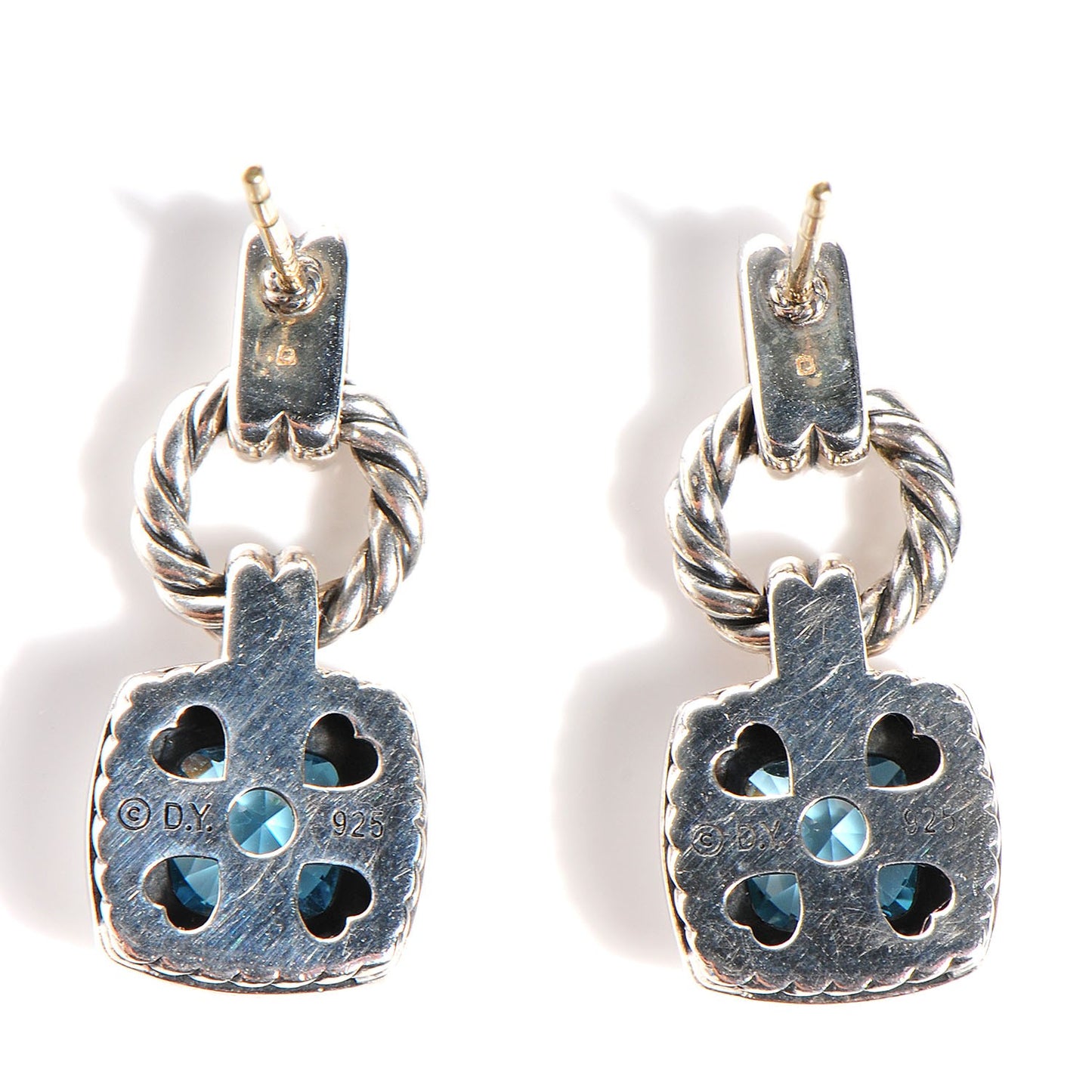 Sterling Silver Blue Topaz 7mm Renaissance Drop Earrings