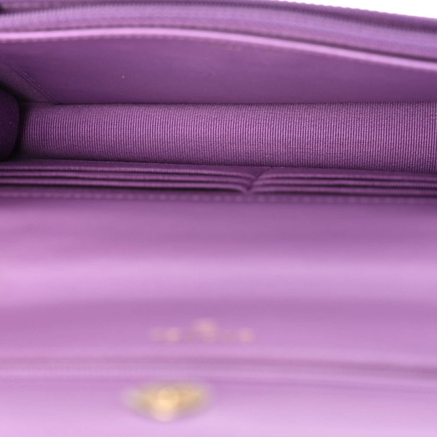 Lambskin Quilted Pick Me Up Wallet On Chain WOC Purple