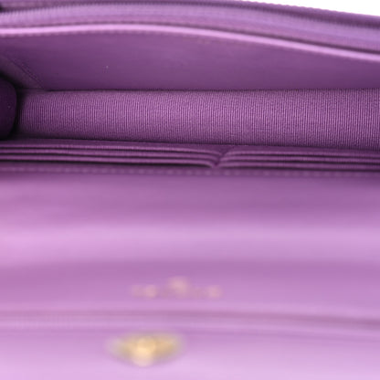 Chanel Lambskin Quilted Pick Me Up Wallet On Chain WOC Purple 5 of 14