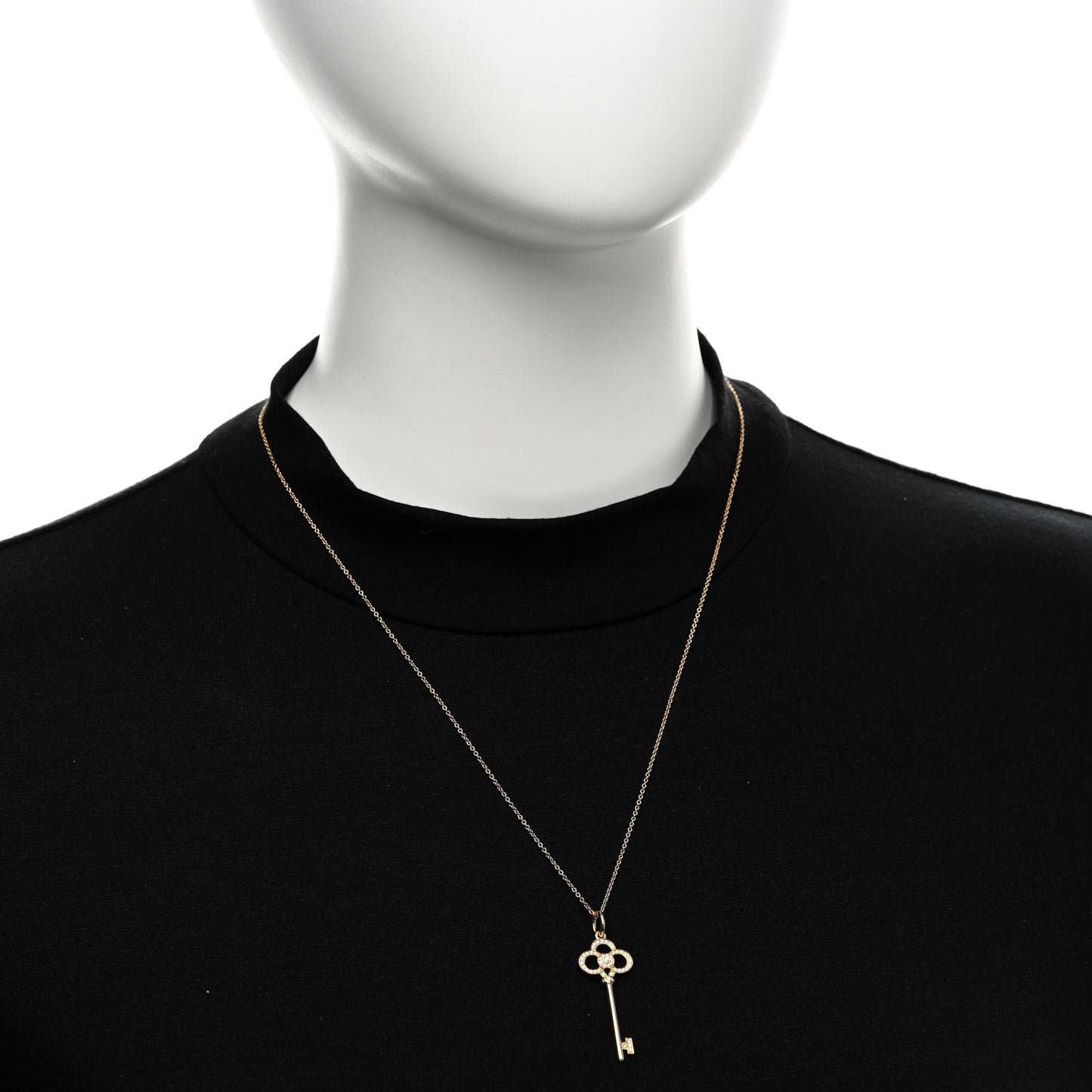 18K Yellow Gold Diamond Crown Key Pendant Necklace