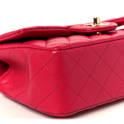 Chanel Lambskin Quilted Mini Top Handle Rectangular Flap Fuchsia 10 of 12