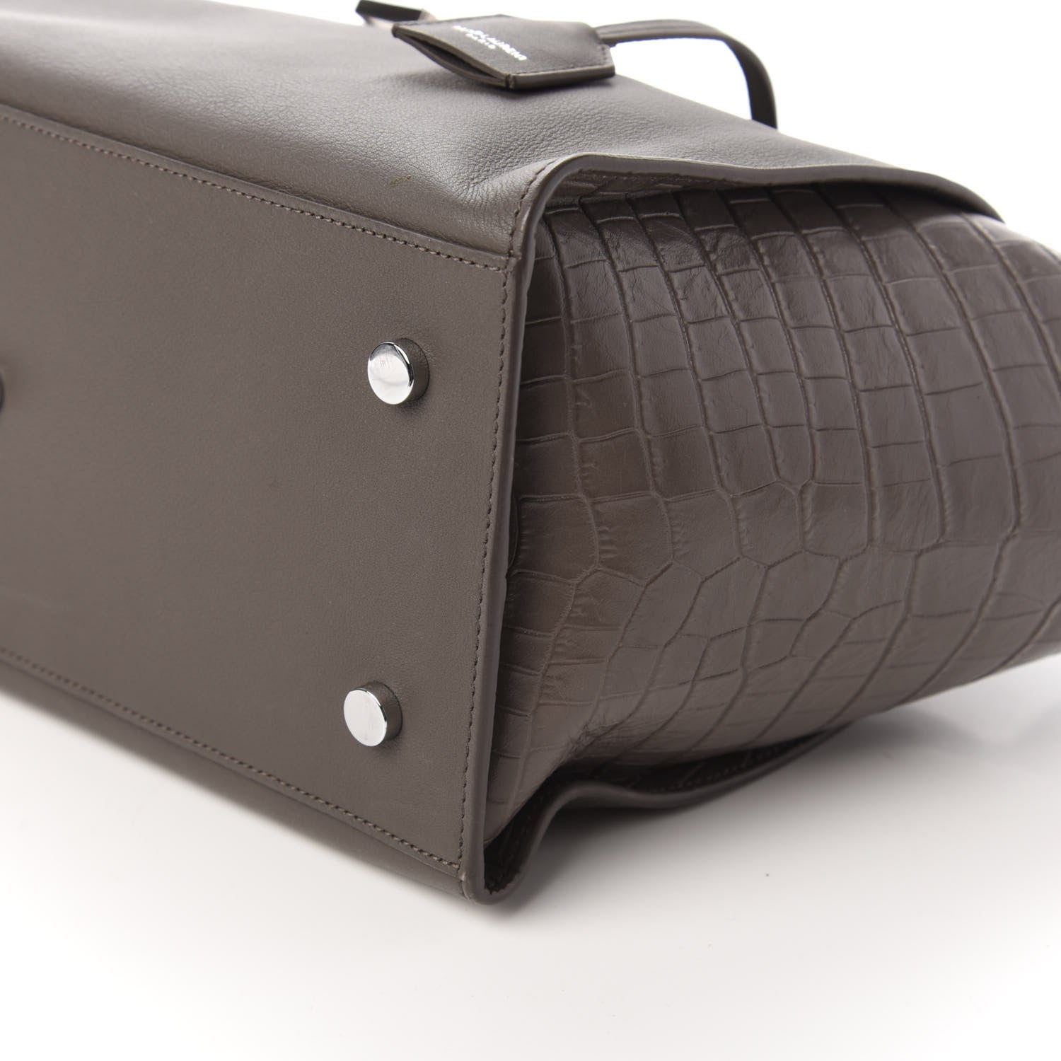 Saint Laurent Calfskin Crocodile Embossed Small Monogram Downtown Cabas Earth 7 of 9