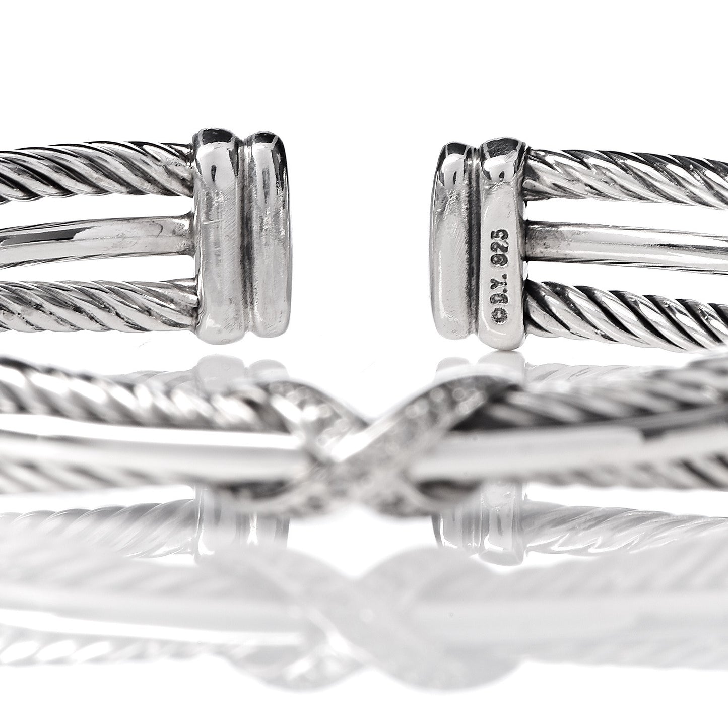 Sterling Silver Diamond 7mm Crossover X Bracelet