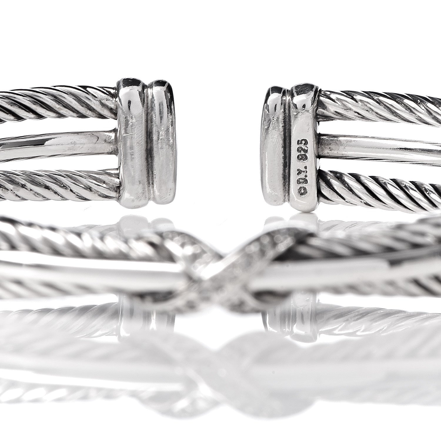 David Yurman Sterling Silver Diamond 7mm Crossover X Bracelet 4 of 4