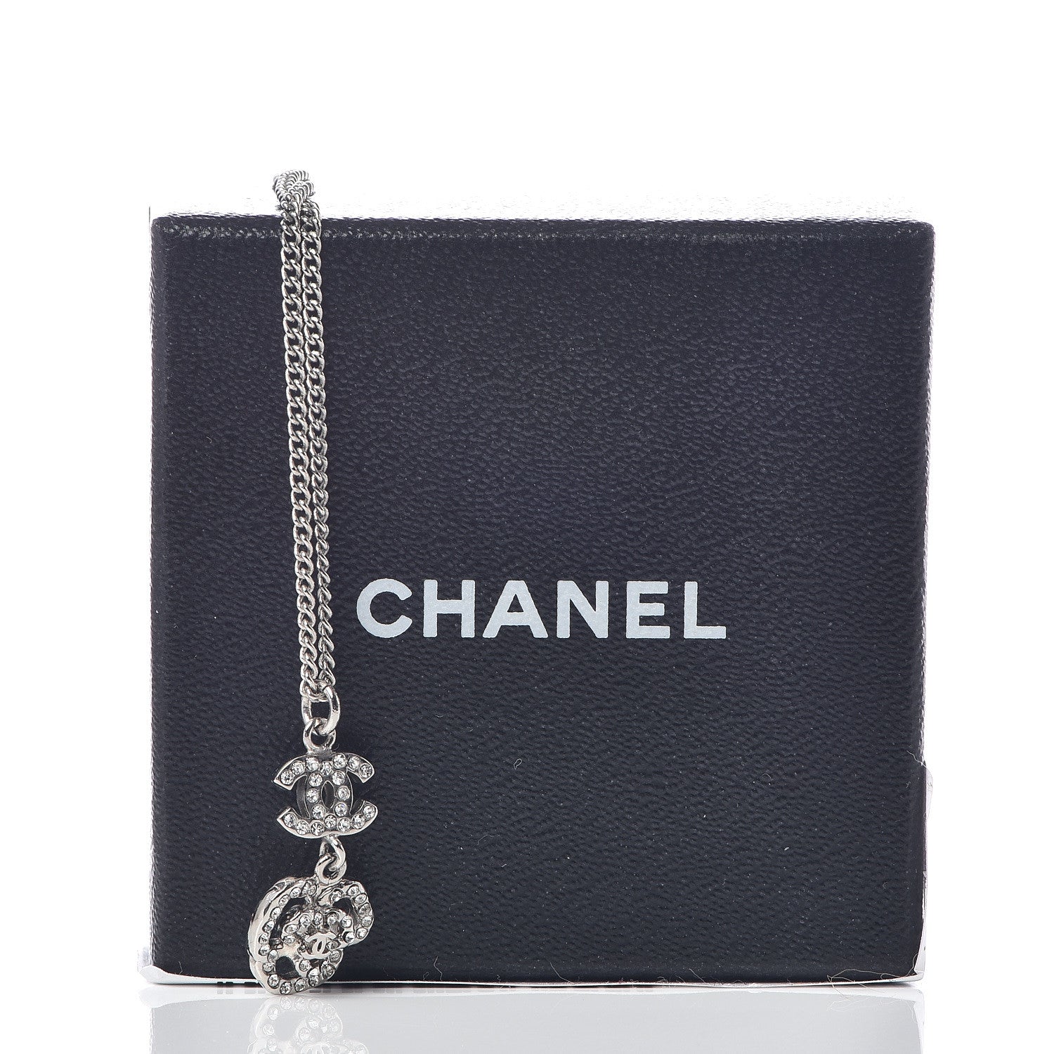 Chanel Crystal CC Camellia Necklace Silver 6 of 6