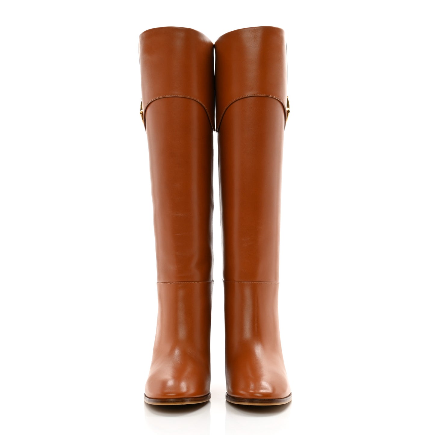 Calfskin Half Horsebit Tall Boots 39.5 Cognac
