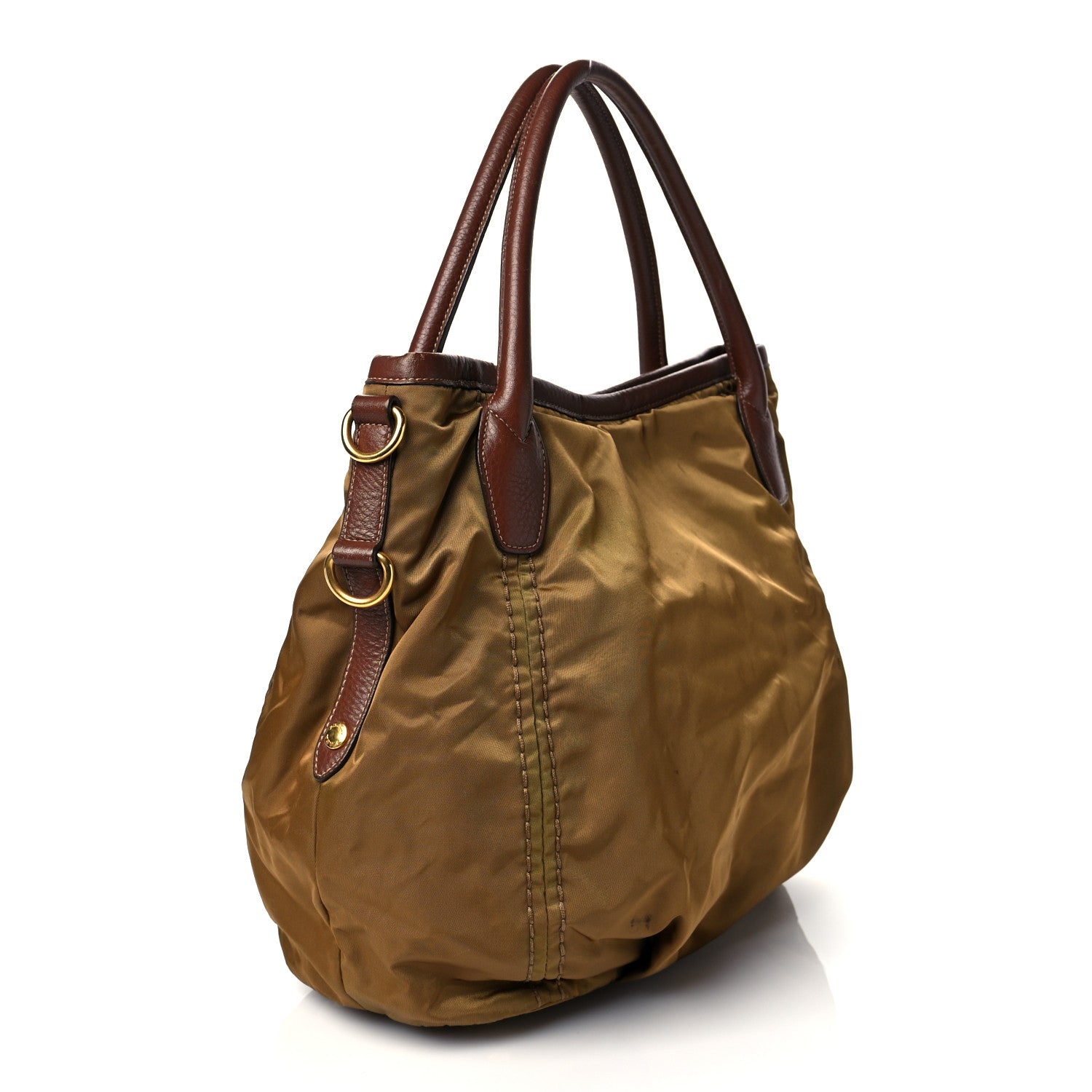 Prada Tessuto Nylon Vitello Daino Tote Tabacco 3 of 9