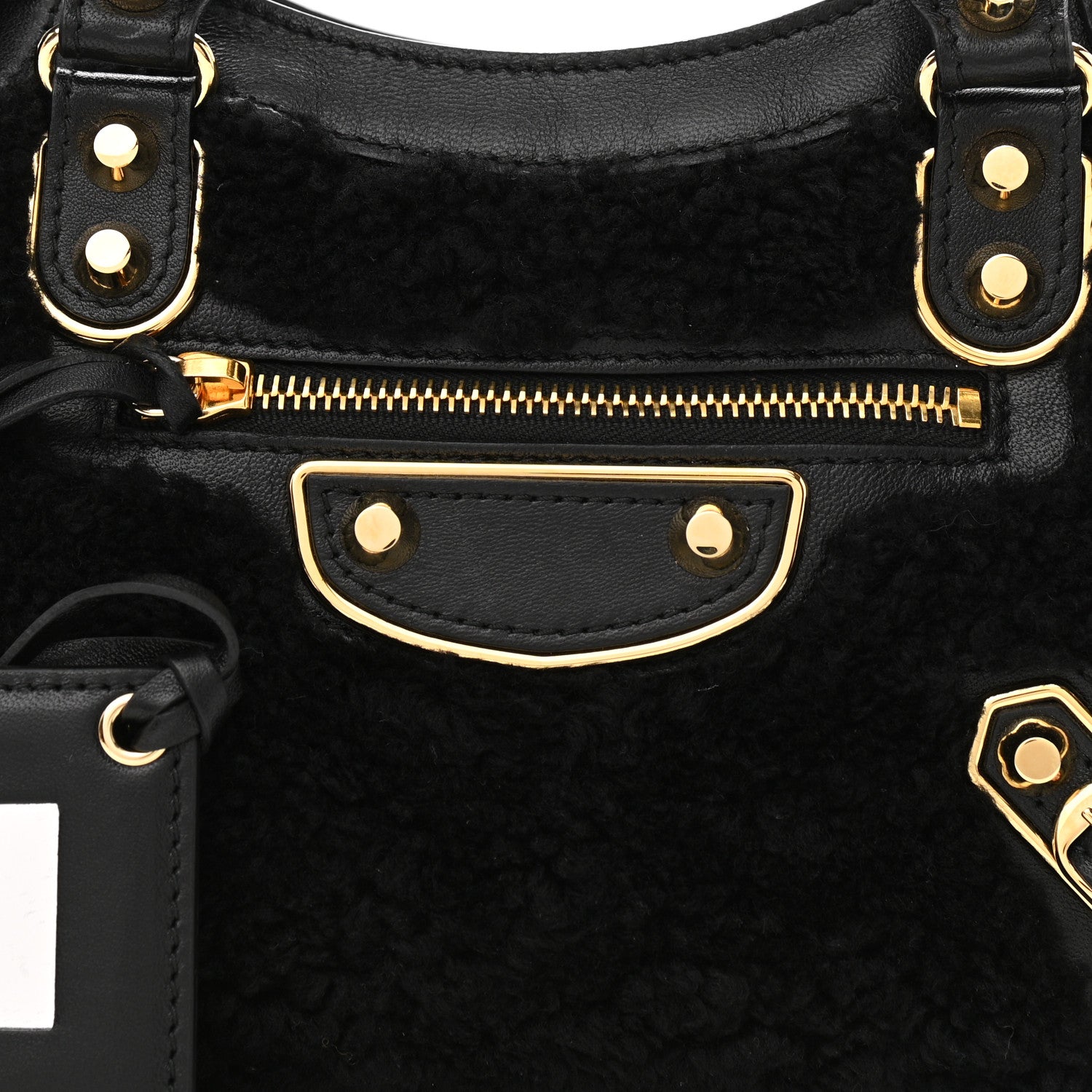 Balenciaga Shearling Gold Metallic Edge Hardware Mini City Black 9 of 11
