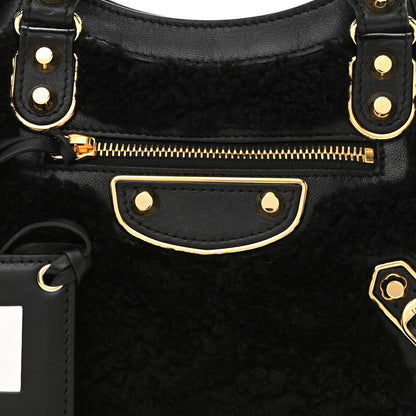Balenciaga Shearling Gold Metallic Edge Hardware Mini City Black 9 of 11