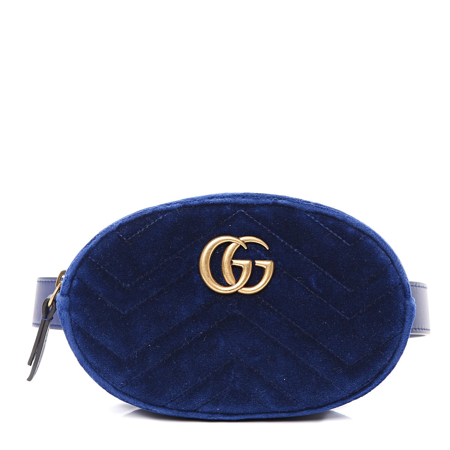 Gucci Velvet Matelasse GG Marmont Belt Bag 75 30 Cobalt Blue 1 of 10