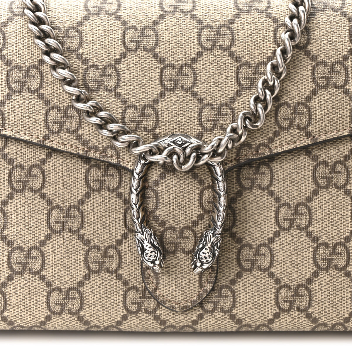GG Supreme Monogram Mini Dionysus Chain Wallet Beige Taupe