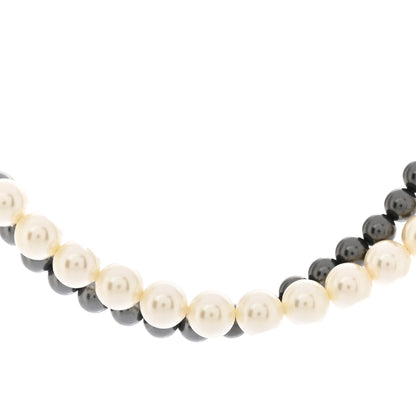 Chanel Graduated Pearl CC Long Necklace Ruthenium Grey Black 4 of 7