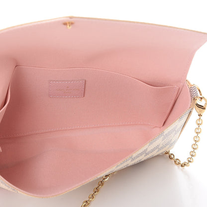 Louis Vuitton Damier Azur Pochette Felicie Chain Wallet Rose Ballerine 7 of 12