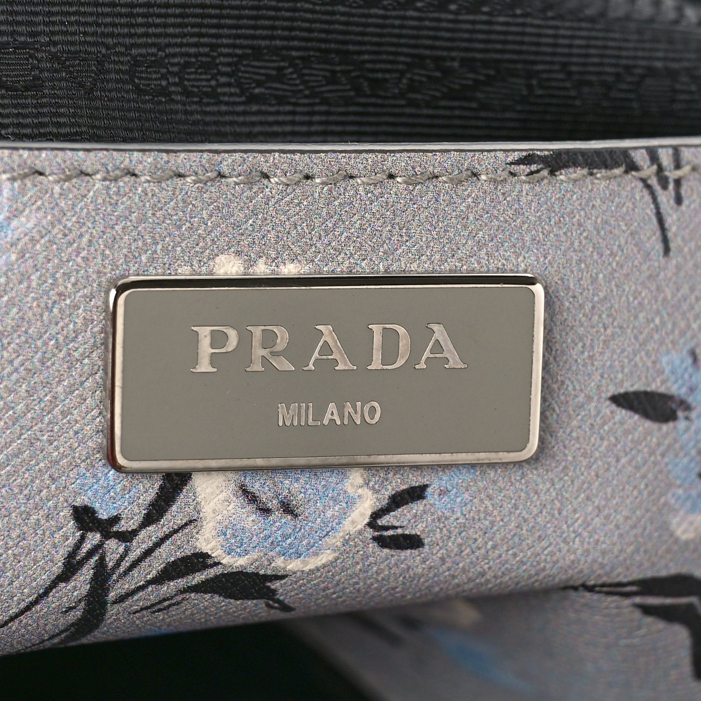 Saffiano Floral Print Medium Galleria Double Zip Tote Acciaio