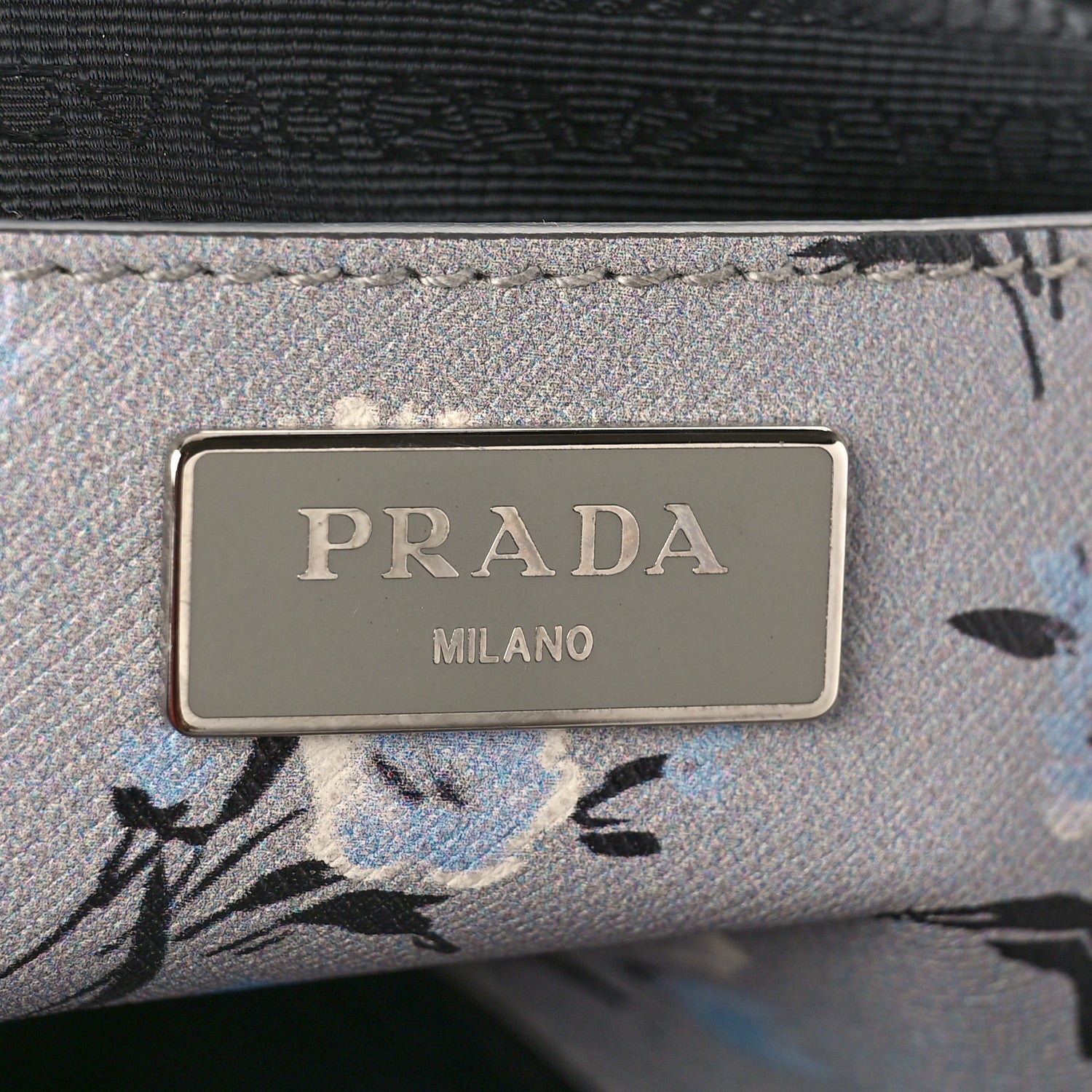 Prada Saffiano Floral Print Medium Galleria Double Zip Tote Acciaio 6 of 8