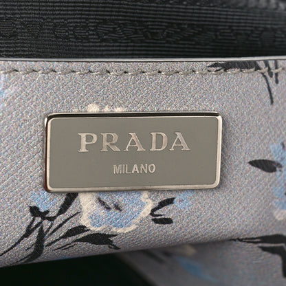 Prada Saffiano Floral Print Medium Galleria Double Zip Tote Acciaio 6 of 8