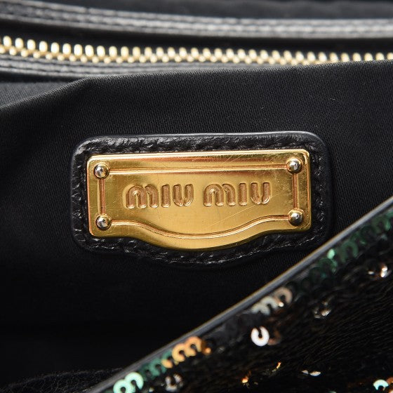 Miu Miu Paillettes Sequined East West Satchel Argento 6 of 10