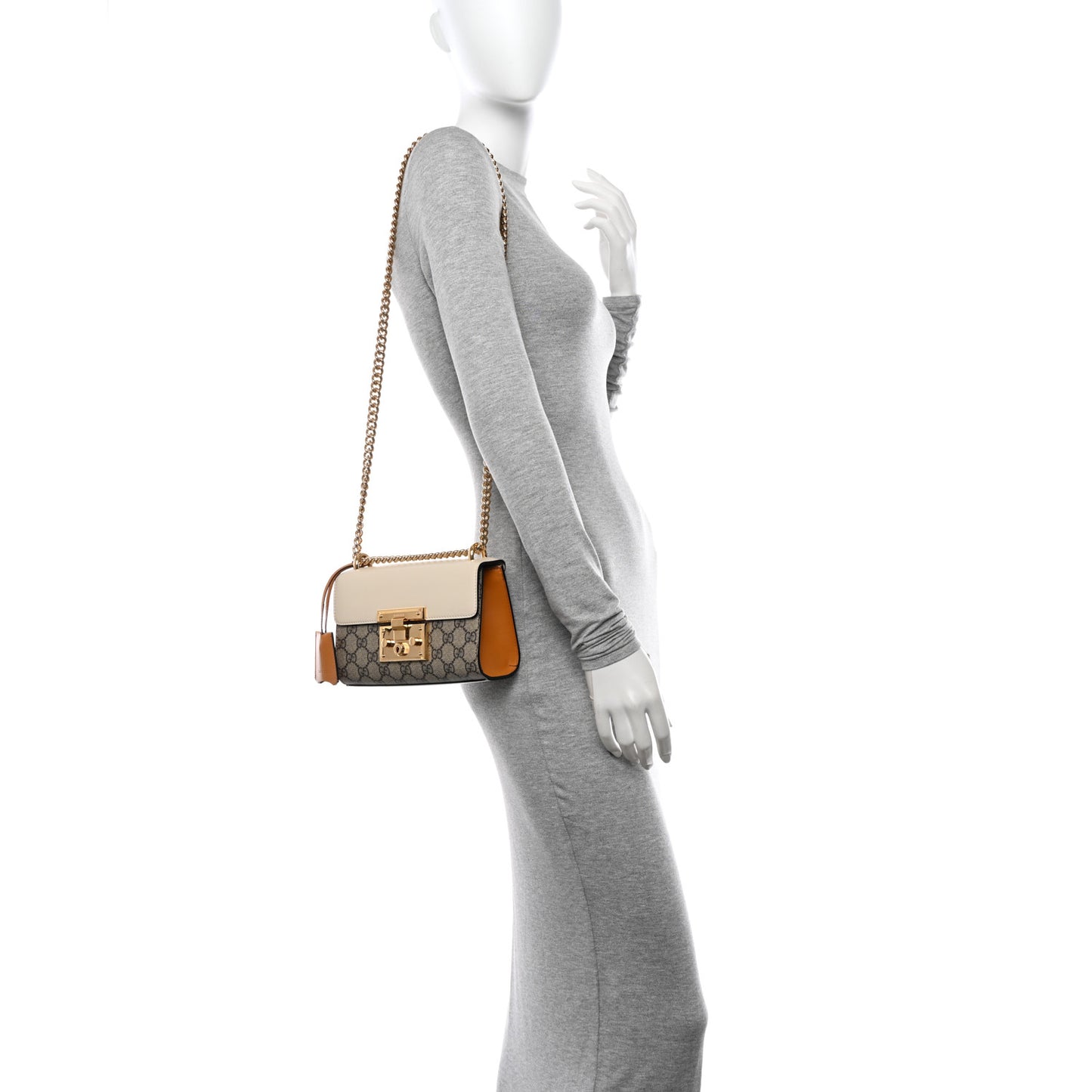 GG Supreme Monogram Calfskin Small Padlock Shoulder Bag Beige Mystic White Sun Oil