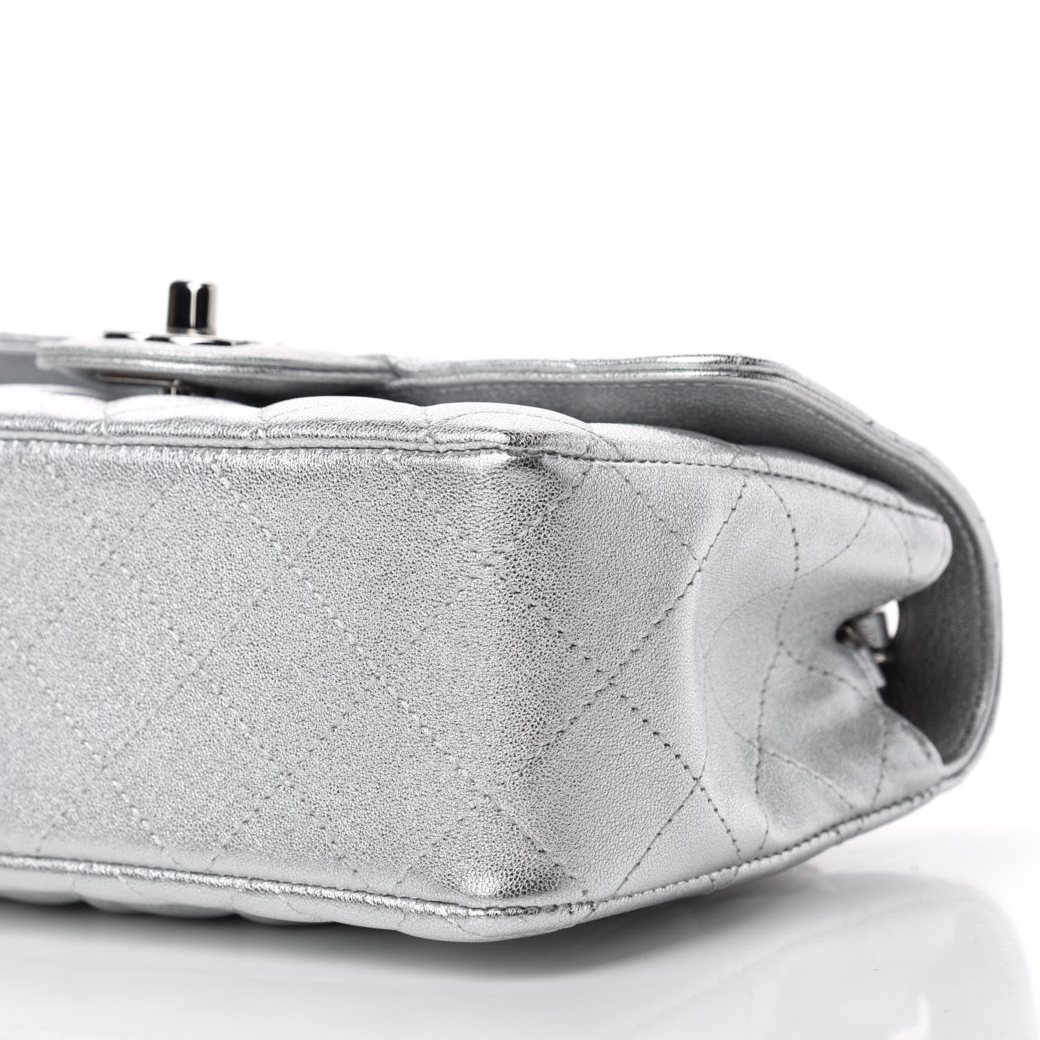 Chanel Metallic Lambskin Quilted Mini Rectangular Flap Silver 7 of 10