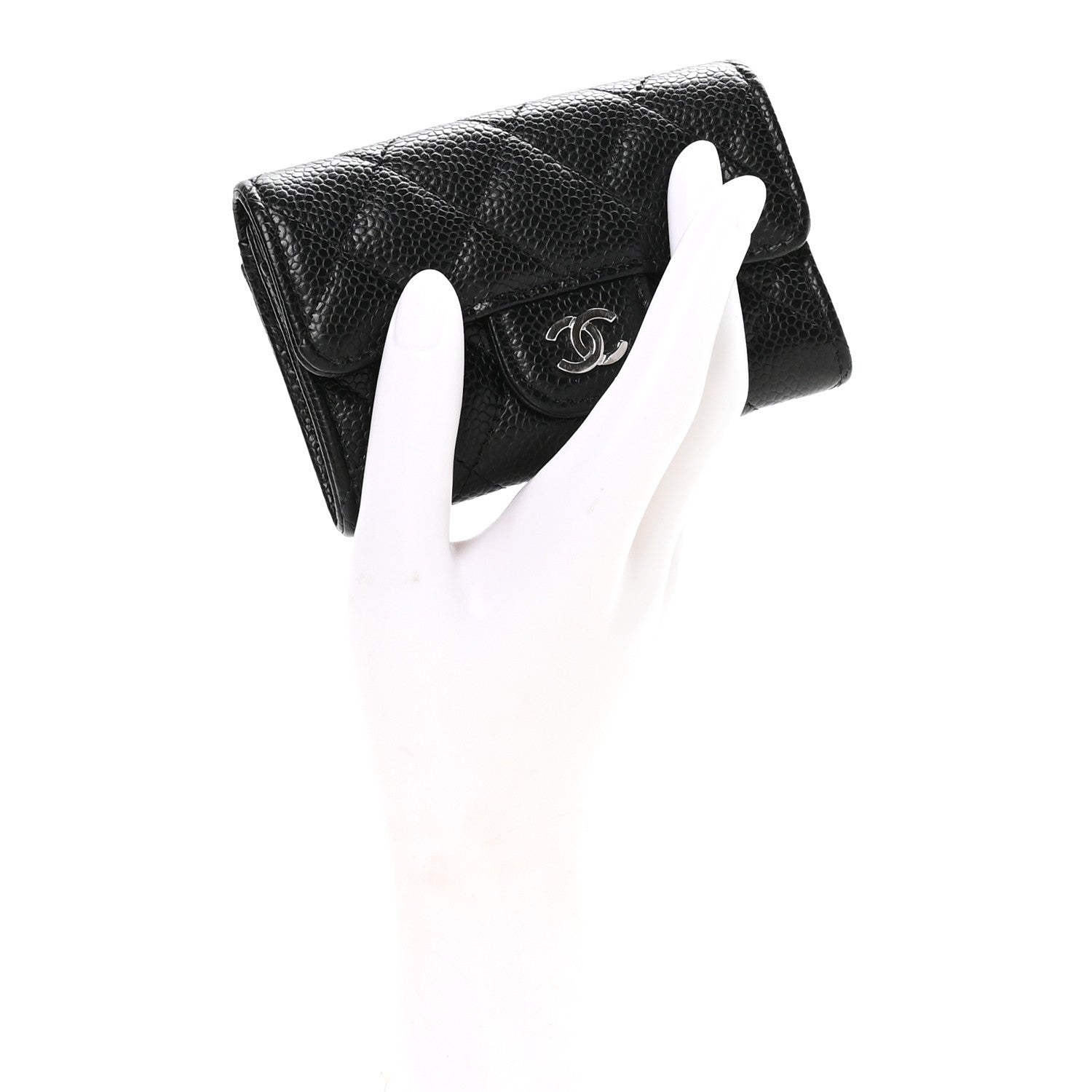 Chanel Caviar Quilted Flap Card Holder Wallet Black 2 of 8